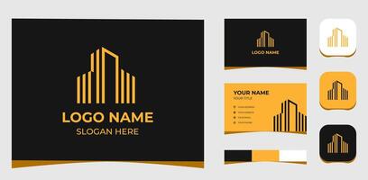 Template Logo Creative Futuristic line building shape concept. Creative Template with color pallet, visual branding, business card and icon. vector