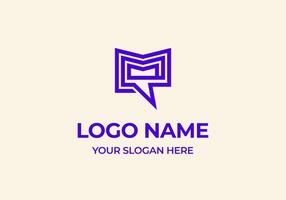 Logo M and Chat Communication, Typography Logo Chatting, Communication Technology, Modern and Minimalist. Editable file vector