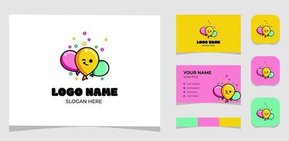 Template Logo Creative Party balloon, fun and colorful concept. Creative Template with color pallet, visual branding, business card and icon. vector