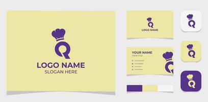 Template Logo Creative Initial Letter Q and Chef or cooking. Logo For Food and Resto. Creative Template with color pallet, visual branding, business card and icon. vector