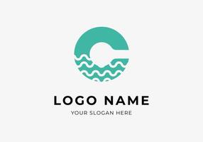 Logo Letter C and Wave, Modern Fresh Trendy and Minimalist. Editable File vector