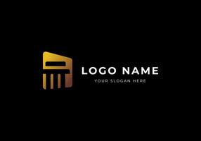 Logo Trapezoid Pillar Law Firm Gold, Modern Minimalist Trapezoid Luxury Logo Design. Editable File vector