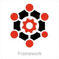 Framework and connection icon concept vector
