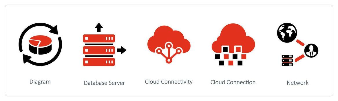 diagram, database server and cloud connectivity vector