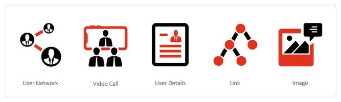 User Network, video call and User Details vector