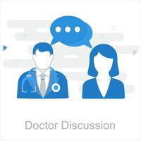 médico discusión y estetoscopio icono concepto vector