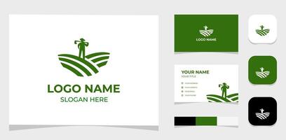 Template Logo Creative Farmer and field. Creative Template with color pallet, visual branding, business card and icon. vector