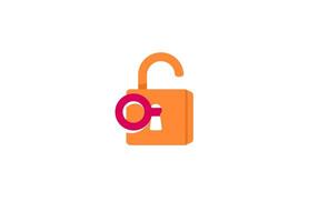 Logo Flat 3D padlock. editable color vector