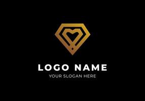 Logo M and Diamond Gold Shape, Elegance Modern Luxury and Minimalist. Editable File vector