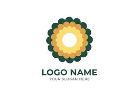 Logo DaisyFlower Top View or circle rounded. Nature, floral, modern, minimalsit logo concept. Editable color vector