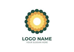 Logo DaisyFlower Top View or circle rounded. Nature, floral, modern, minimalsit logo concept. Editable color vector