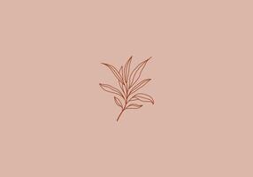 Logo Line Floral Leaf and Botanical. Aesthetic and feminine, simple line and luxury modern. editable color. vector