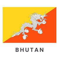 National Bhutan flag isolated on white background. vector