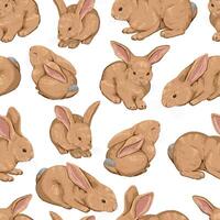 Cute baby rabbits seamless pattern. Ornament of bunnies pretty animals. Contemporary vector illustration. Modern style design for wallpaper, decor, wrap, background, textile.