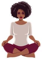 Meditating Girl Black on White vector