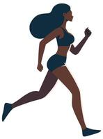 Black Girl Jogging on White vector