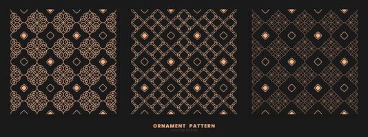 A collection of patterns with minimalist and luxurious line ornaments with a combination of gold and black. vector