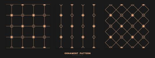 A collection of patterns with minimalist and luxurious line ornaments with a combination of gold and black. vector