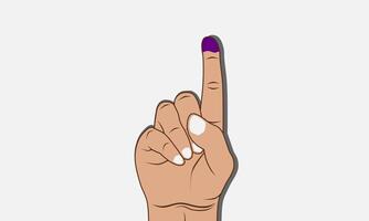 Index finger with blue or purple ink. Presidential election concept. vector