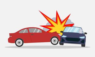 Car crash accident on the road. Vector illustration.