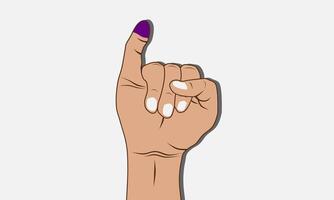 Little finger with blue or purple ink. Presidential election concept. vector