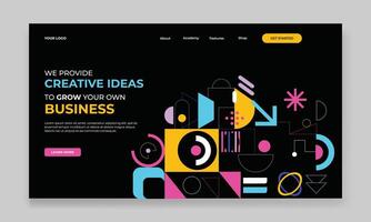 landing page template with abstract geometric shapes. vector