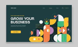 landing page template with colorful geometric shapes. vector