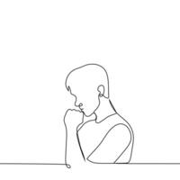 thinking man profile - one line drawing vector. concept thinking, decision making, reflection vector