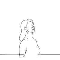 woman opened her mouth and looks up she is surprised or shocked by what she saw - one line drawing vector. concept to observe something unusual in the sky, UFO vector