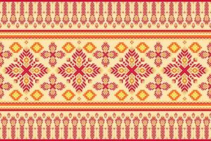 Seamless fabric pattern red pixel flower vector