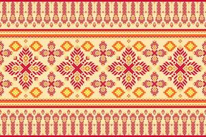 Seamless fabric pattern red pixel flower vector