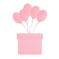 pink gift box with balloons vector