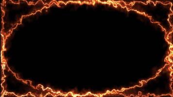 animated frame on black background. Dynamic fire line border animation. video