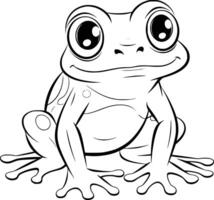 Cute Frog Coloring Pages Drawing For Kids vector