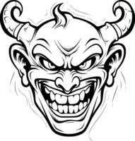 Devil With Big Smile Coloring Pages Drawing For Kids vector