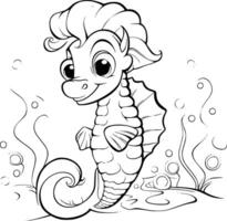 Cute Seahorse Coloring Pages for Kids vector