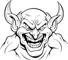 Devil With Big Smile Coloring Pages Drawing For Kids vector