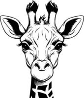 Cute Giraffe Head Coloring Pages For Kids vector