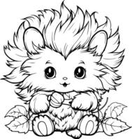 Cute Fluffy Coloring Page Drawing For Kids vector