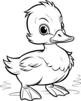 Cute Duck Coloring Pages For Kids and Toddlers vector