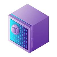 Isometric illustration web computer technology symbol digital safe box vector