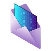 Isometric illustration web computer technology symbol digital email envelope vector