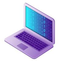 Isometric illustration web computer technology symbol laptop vector