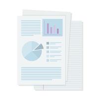 Paper documents pie chart cartoon illustration vector