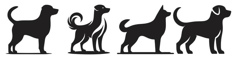 Dog silhouette vector set. Vector silhouette of dog set on white background.