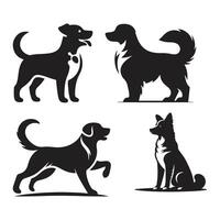 Dog silhouette vector set. Vector silhouette of dog set on white background.