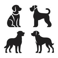 Dog silhouette vector set. Vector silhouette of dog set on white background.