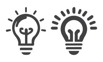 Vector light bulb icon with concept of idea. Doodle hand-drawn sign. Illustration for print,