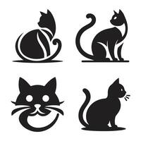 Cat vector silhouette set. Cats collection - vector silhouette. Cats, Isolated On a White Background