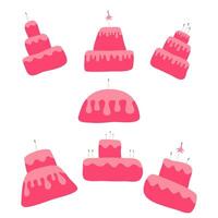 This is a collection of birthday cake hand drawings that can be used for decorating your greeting cards vector